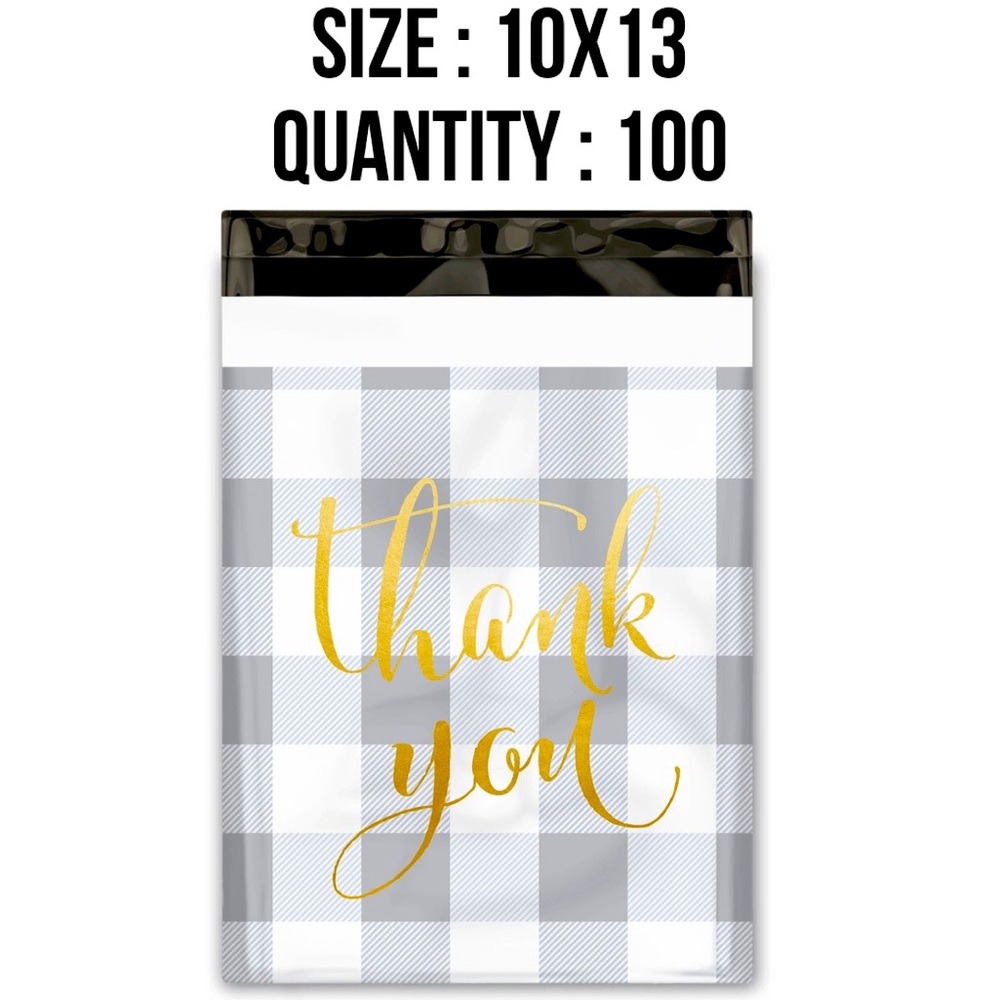 100 Mailers 10x13 CLOSEOUT SALE PLAID THANK YOU RECYCLABLE Sustainable Packaging
